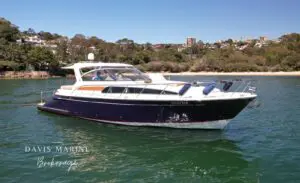 Chris-Craft Roamer 40 profile at anchor on Sydney Harbour