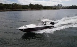Al Dhaen 360 OF deck space with dive door and rod holders