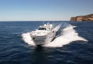 Princess V70 aft cockpit entertaining area with new upholstery