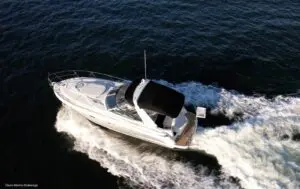 Monterey 330 Sport Yacht — cockpit with wet bar and new upholstery