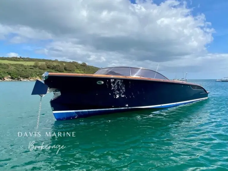 2013 Cockwells 9.5 metre Grace superyacht tender with Flag Blue hull and varnished mahogany decks