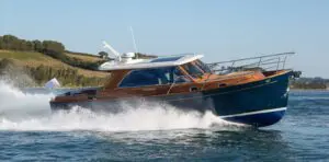 Duchy 35 Orinoco cockpit with teak sole and wide seating