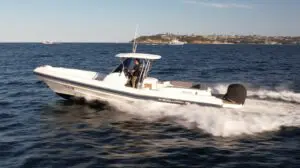 Mar.Co 35 R-Evolution running at speed on Sydney Harbour, starboard side profile