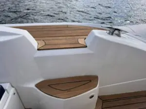 Teak steps and foredeck of the Mar.Co 35 R-Evolution