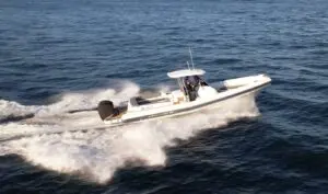 Mar.Co 35 R-Evolution running at speed, aerial bow quarter view