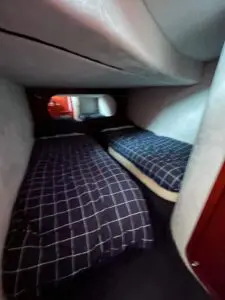 Aft guest cabin of the Chris-Craft Roamer 43 with twin berths