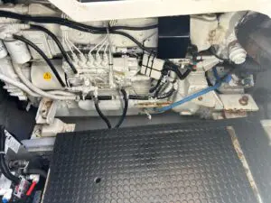 Engine room detail of the twin Volvo Penta diesels aboard the Chris-Craft Roamer 43