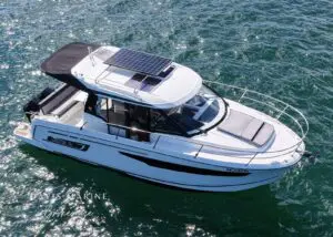 2020 Jeanneau Merry Fisher 895 aerial view from astern