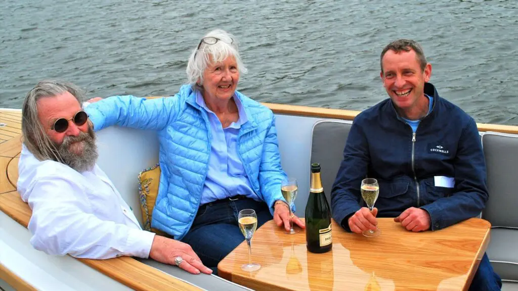 A Norfolk couple aboard their new Cockwells Duchy 21 day boat on delivery day