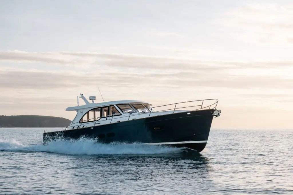 Cockwells Duchy 45 motor launch, the largest model in the Duchy Motor Launches range, ahead of its world debut at the Southampton International Boat Show