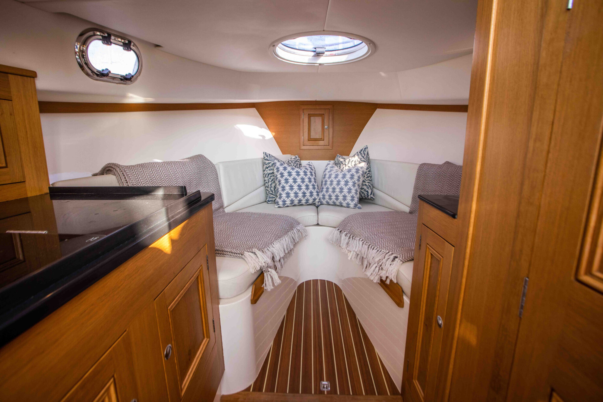 Well presented boat cabin interior prepared for sale by a Sydney boat broker