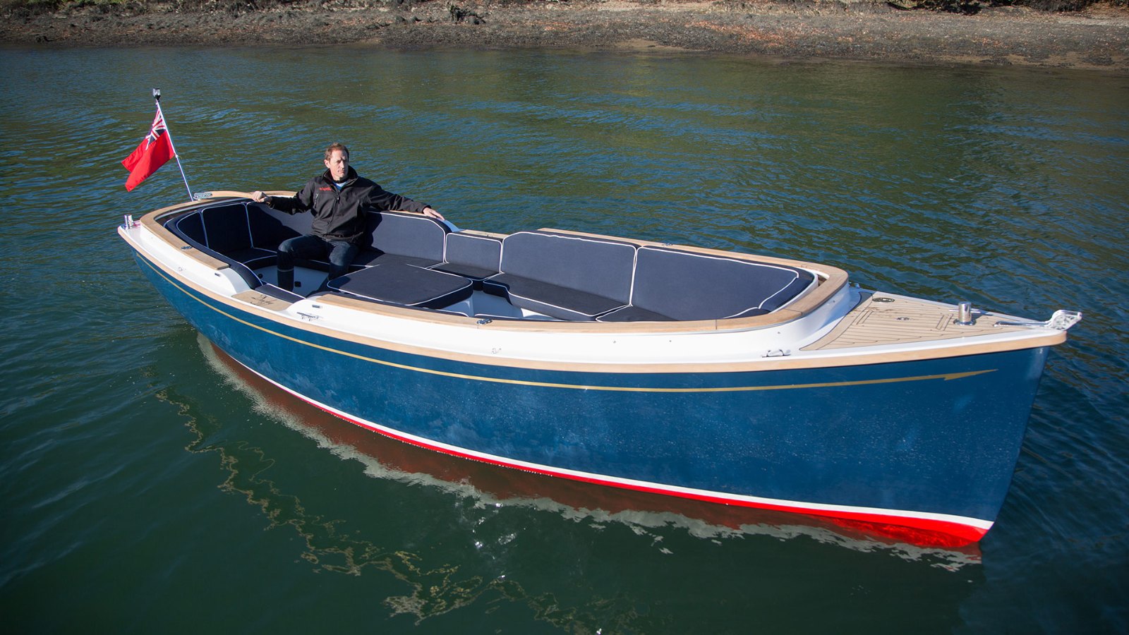 Cockwells Duchy 21 open motor launch Lola under way on the water