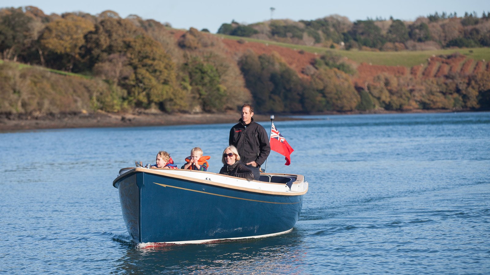 Duchy 21 open day boat Lola, built by Cockwells in Cornwall, under way