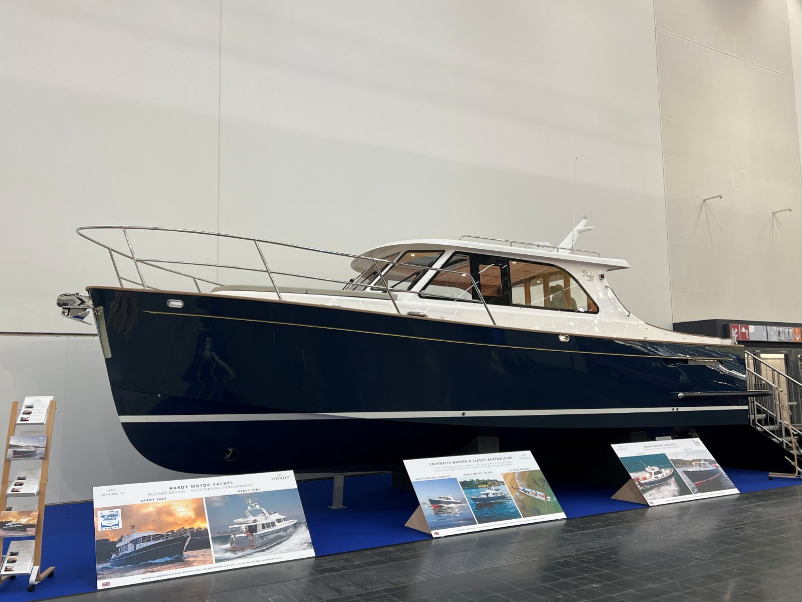 Cockwells Duchy 35 motor launch on the Cockwells stand at boot Düsseldorf 2025