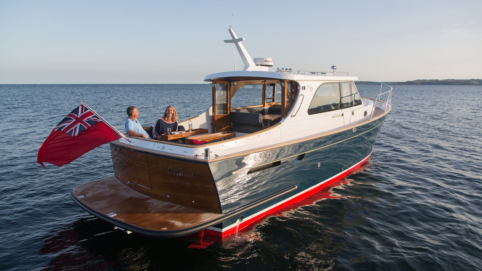Exterior view of the Duchy 35 motor launch Delilah, built by Cockwells in Cornwall